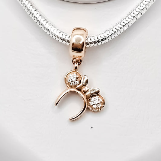 Charm Oreja Minnie Plata Rosa