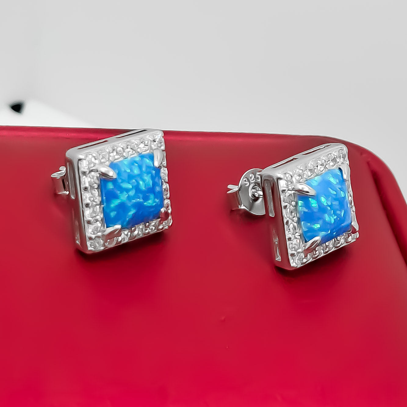 Arete Cuadro Opalo Zirconia
