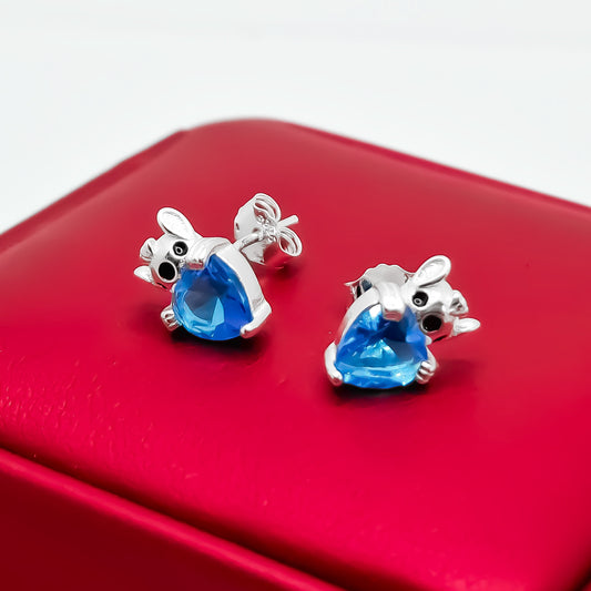 Arete Stich Corazon Azul