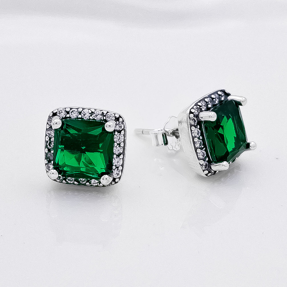 Arete Cuadrado Verde Zirconia Pan