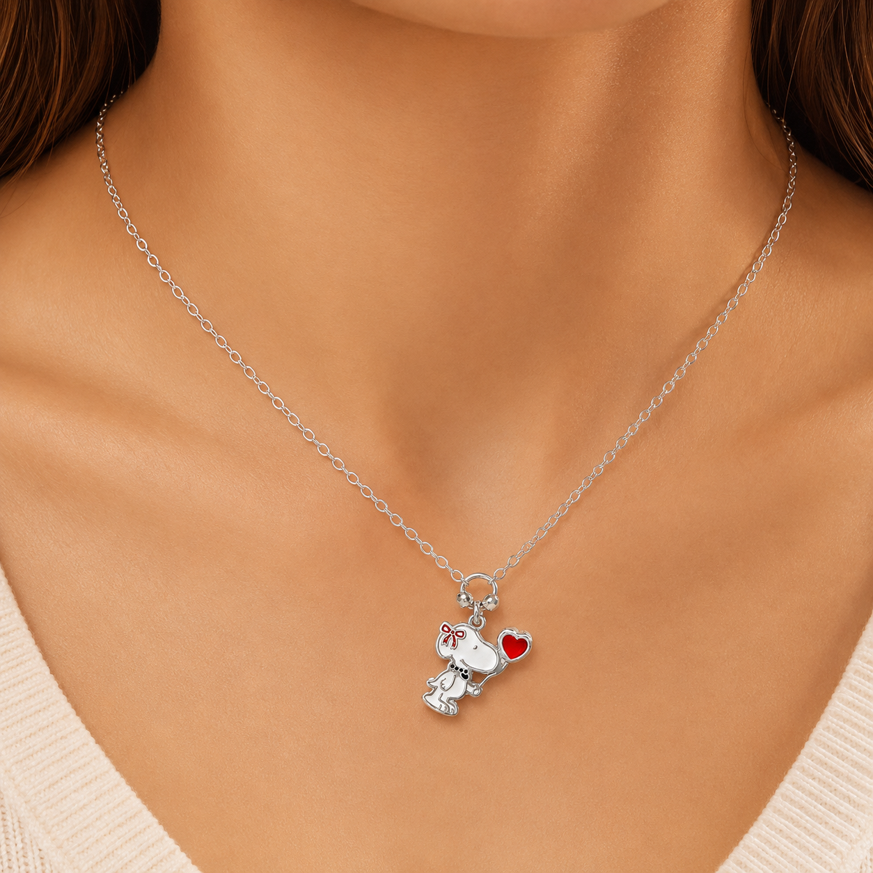 Collar Snoppy Corazon Rojo