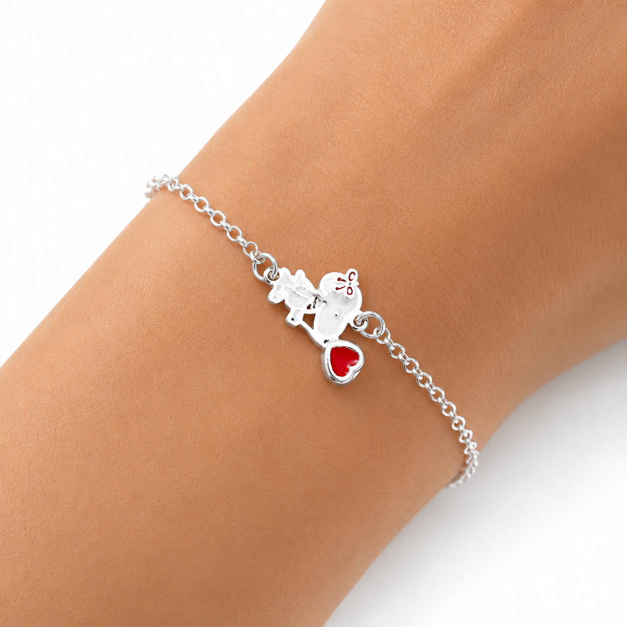 Pulsera Snoppy Corazon Rojo