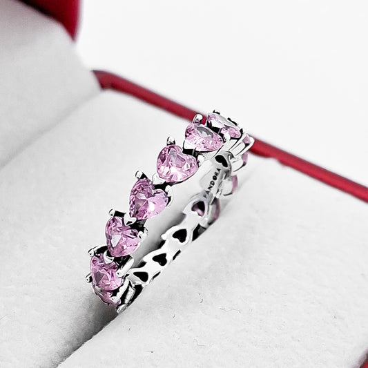 Anillo Corazones Rosas