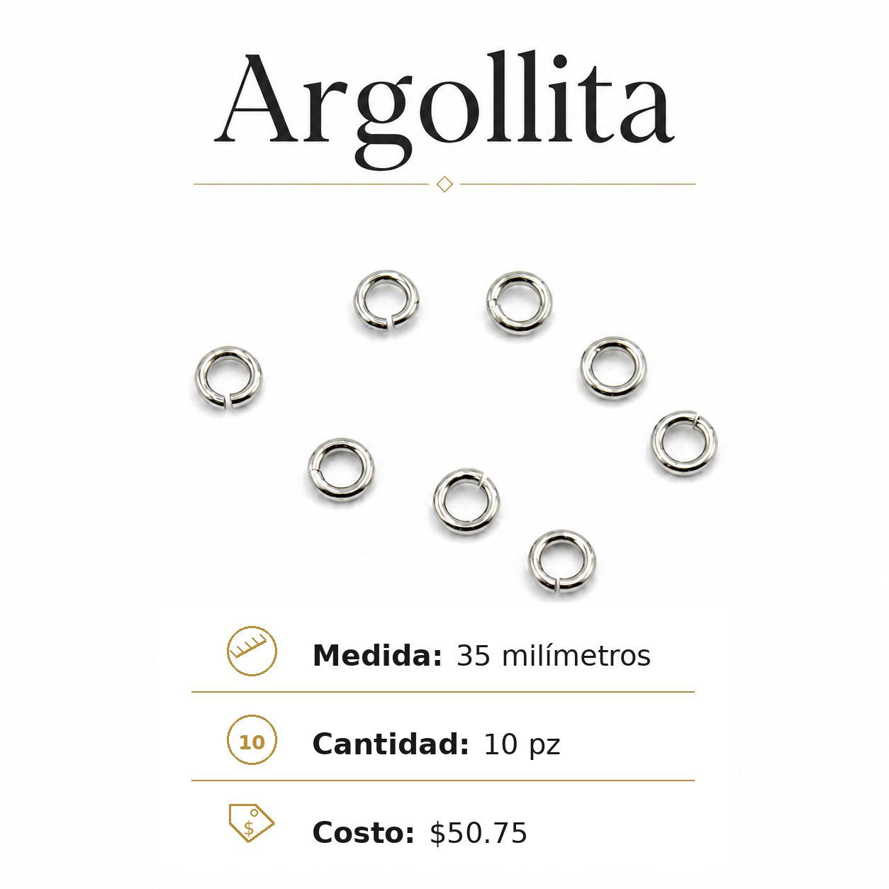 Argollita 35mm Plata Ley 925