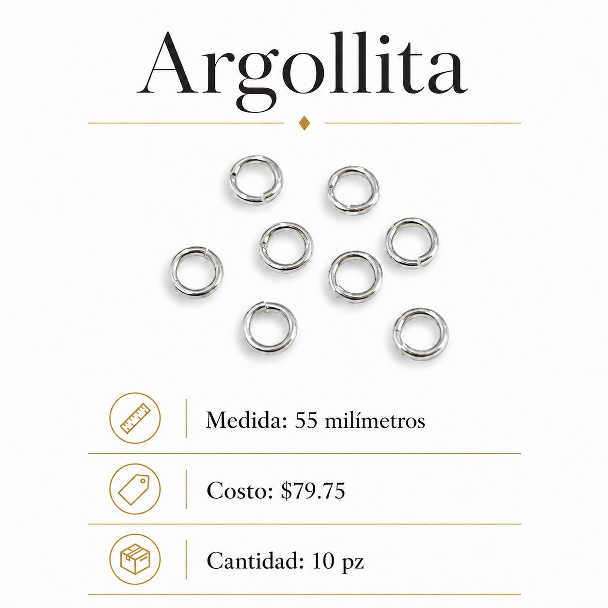 Argollita 55mm Plata Ley 925
