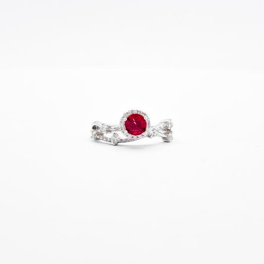 Anillo Zirconia Redonda Roja