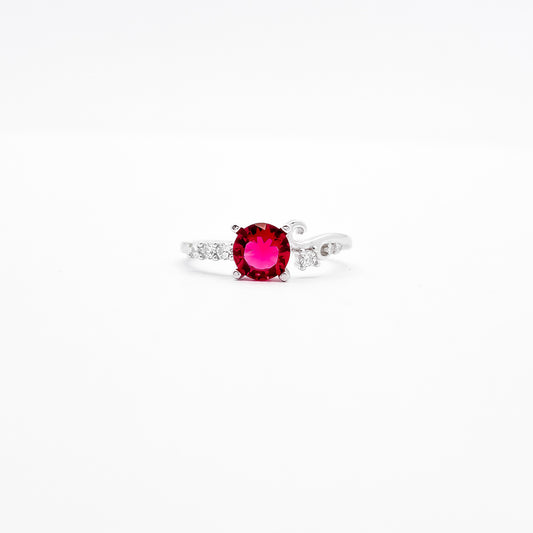 Anillo Redondo Zirconia Chino Rojo