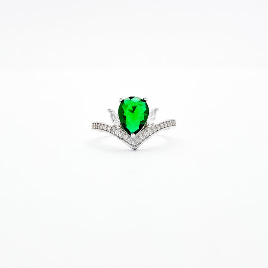 Anillo Gota Zirconia Verde