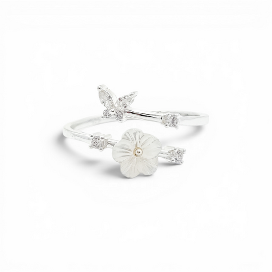 Anillo Flor Mariposa