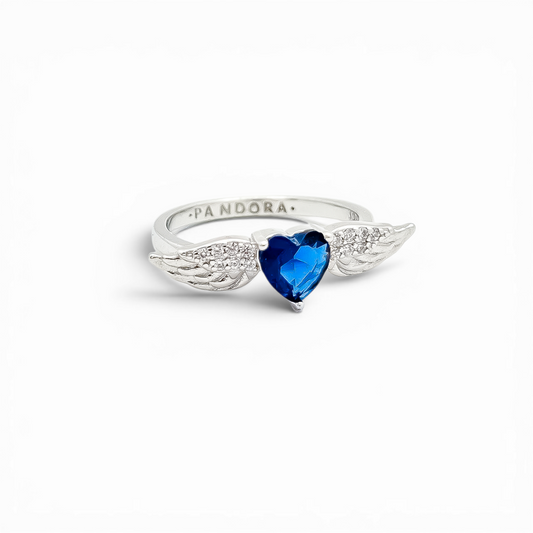 Anillo Alas Corazon Azul