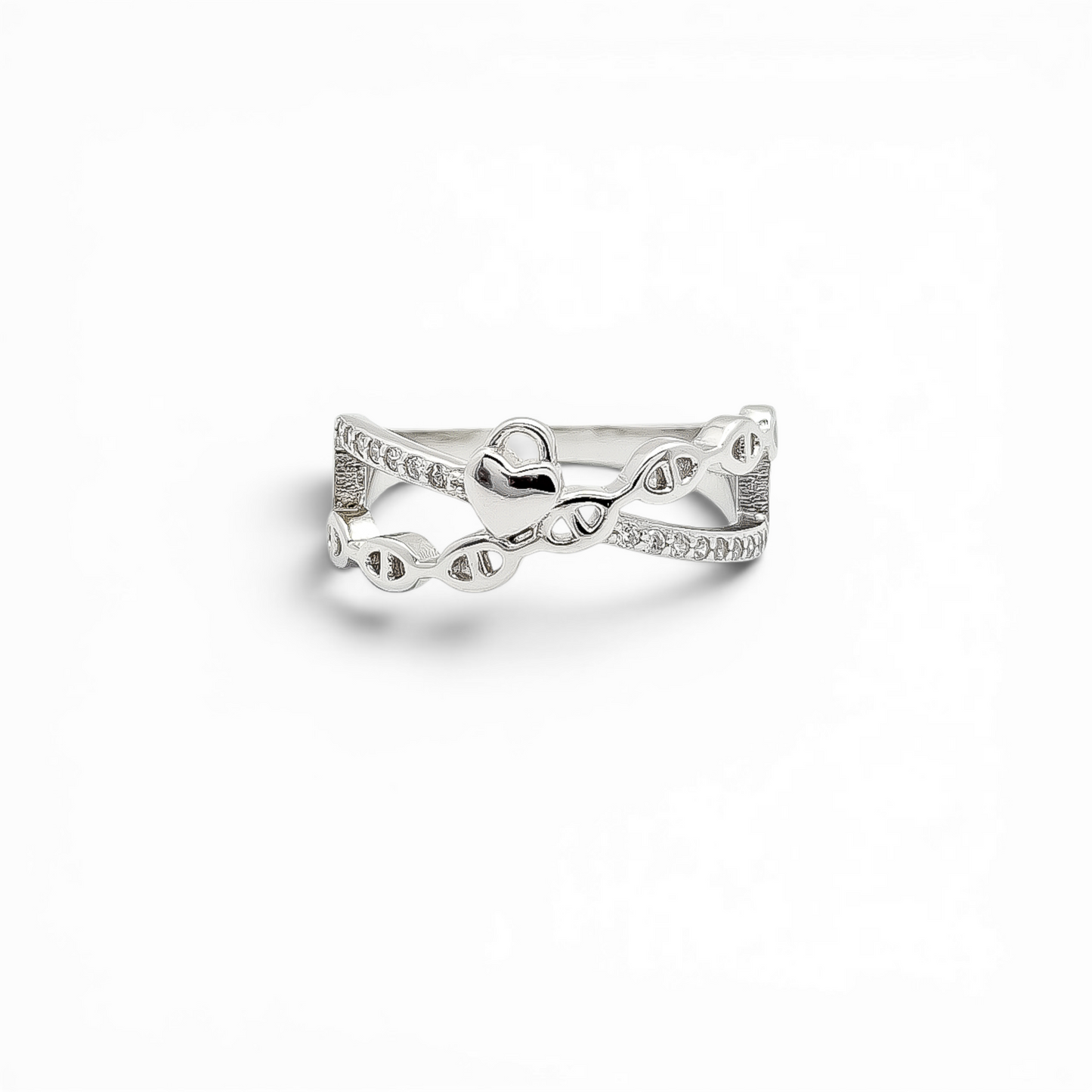 Anillo Zirconia Corazon Candado