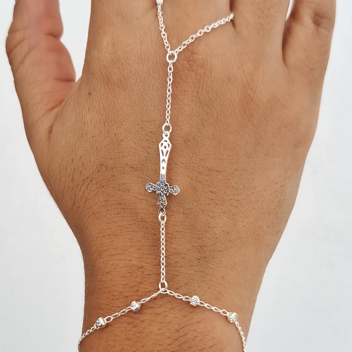 Pulsera Esclavo Cruz Plata Ley 925