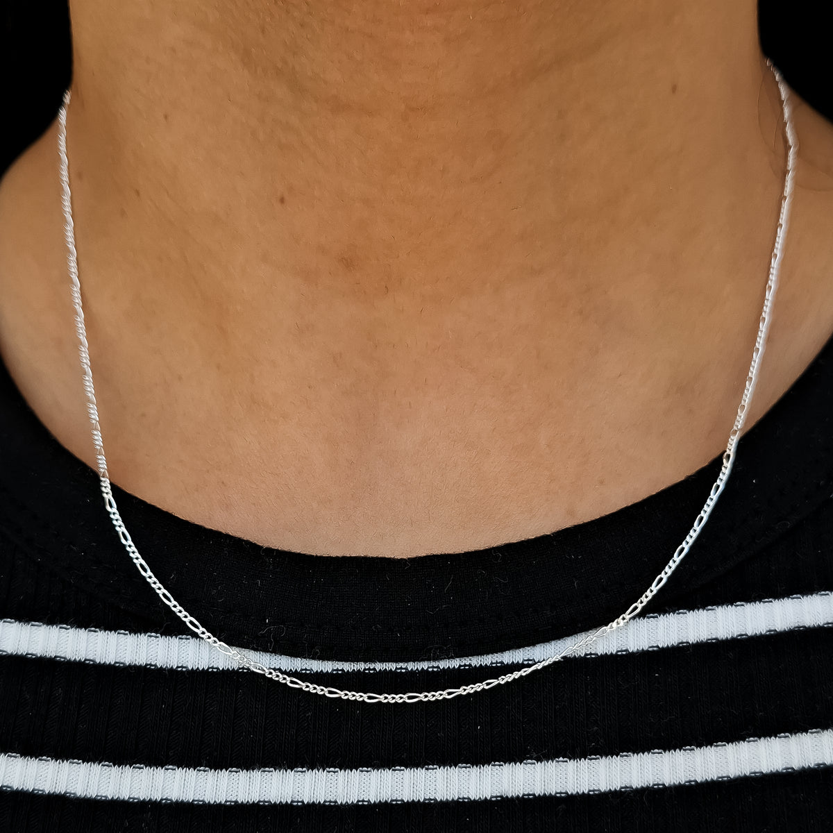 Cadena Figaro Lisa 1mm Plata Ley 925