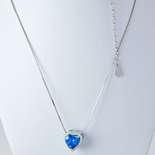 Collar Corazon Azul Doble