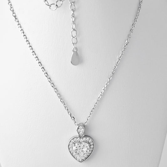 Collar Corazon Zirconia Bla