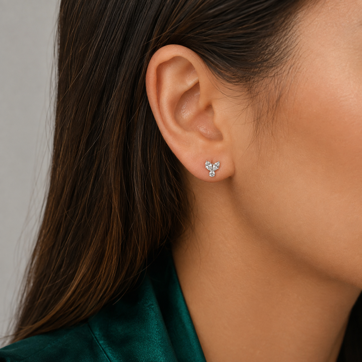 Arete Zirconia Conejo Pan Plata Ley 925