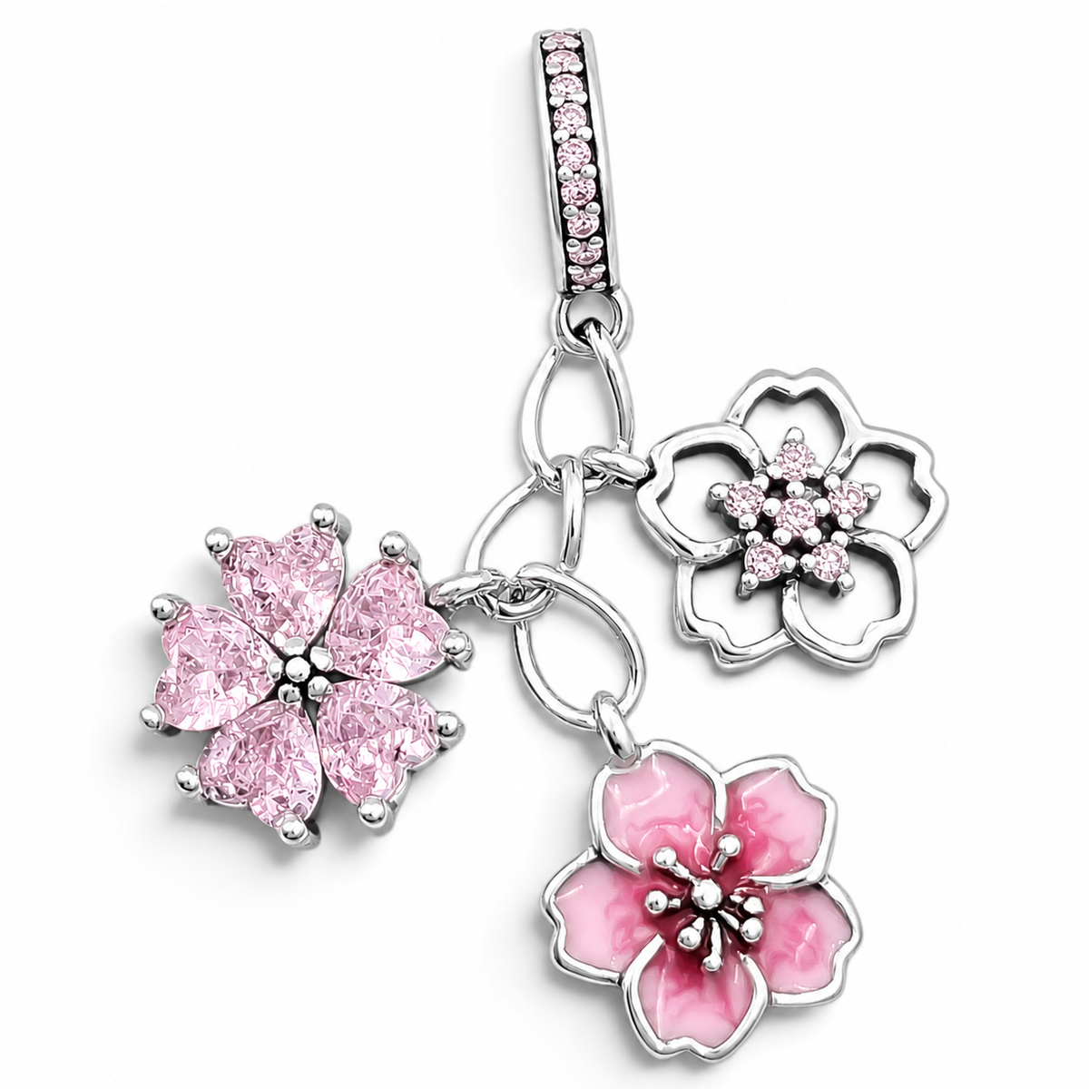 Charm Flores Rositas Plata Ley 925