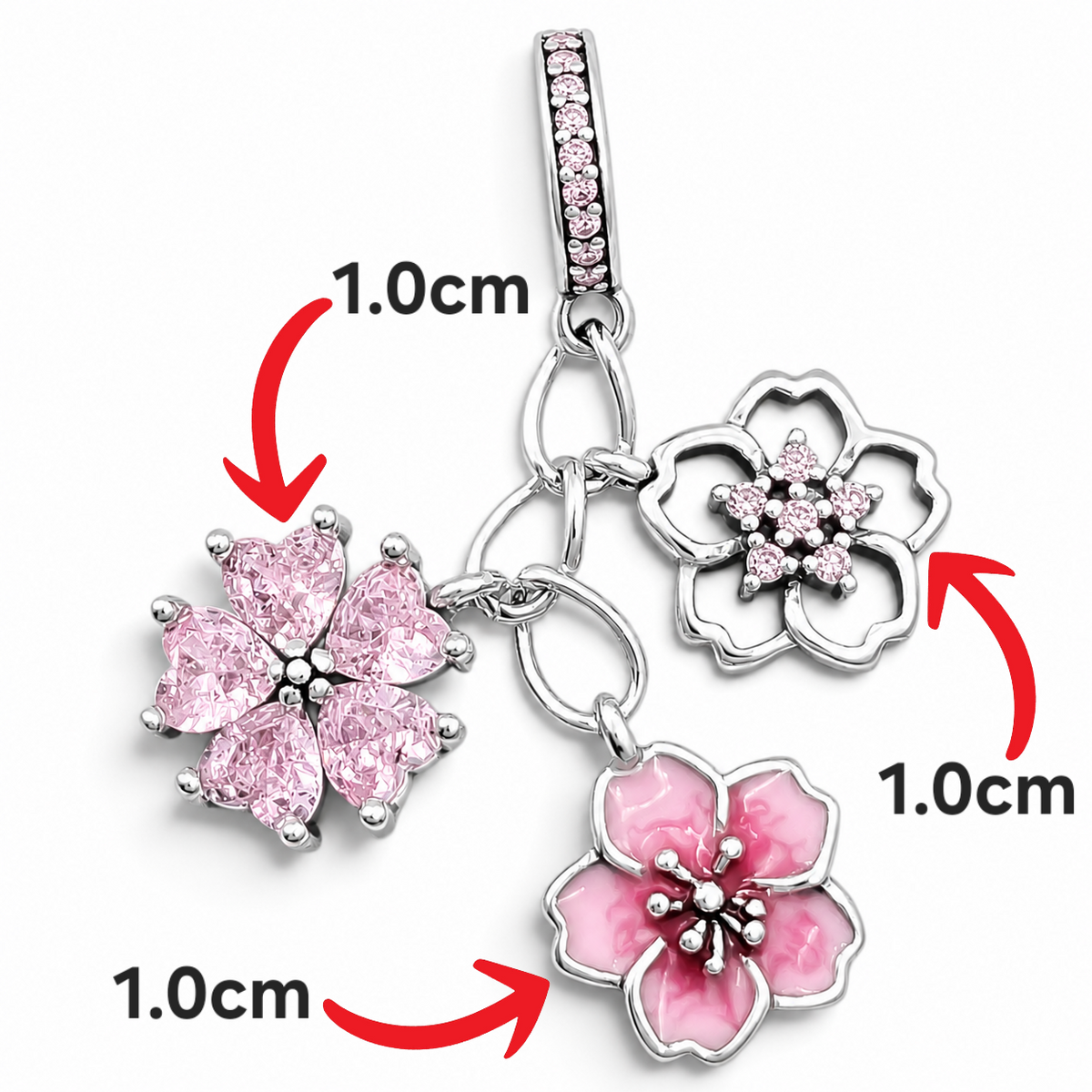 Charm Flores Rositas Plata Ley 925