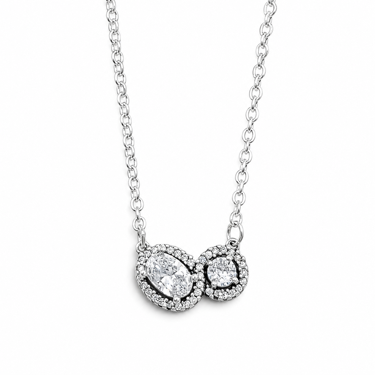 Collar 2 Zirconias Pan Plata Ley 925