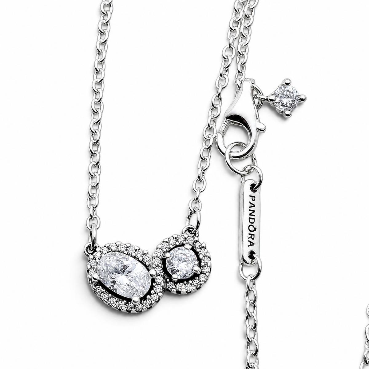 Collar 2 Zirconias Pan Plata Ley 925