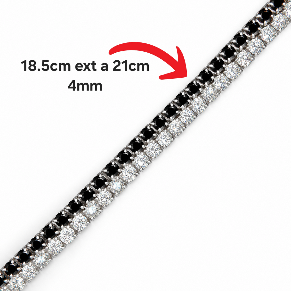 Pulsera Zirconia Negra Blanca Plata Ley 925