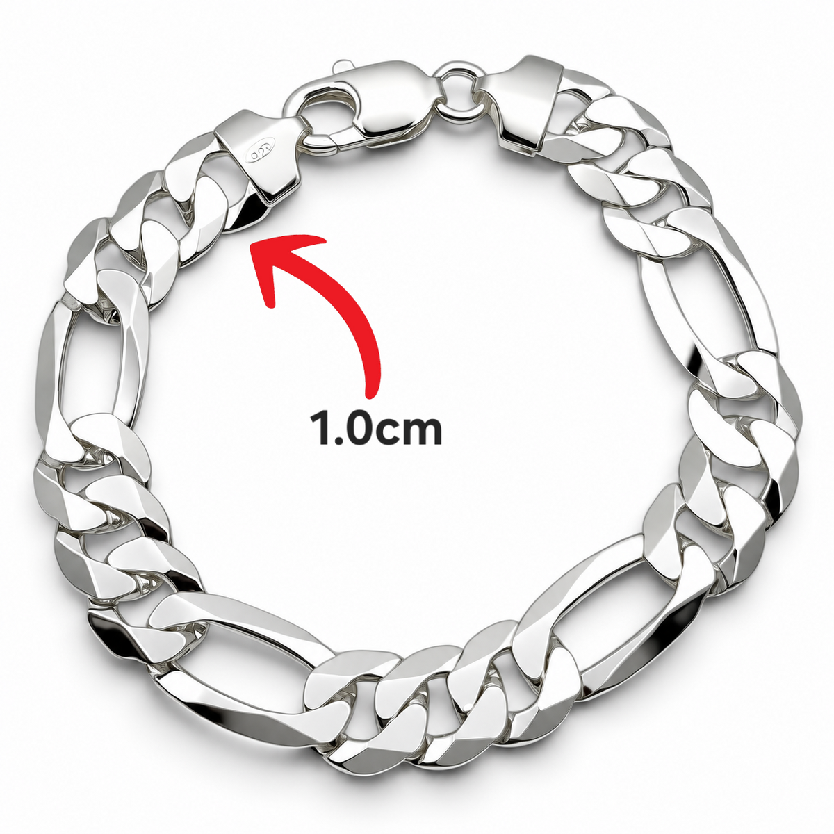 Pulso Figaro Liso 1.0cm Plata Ley 925