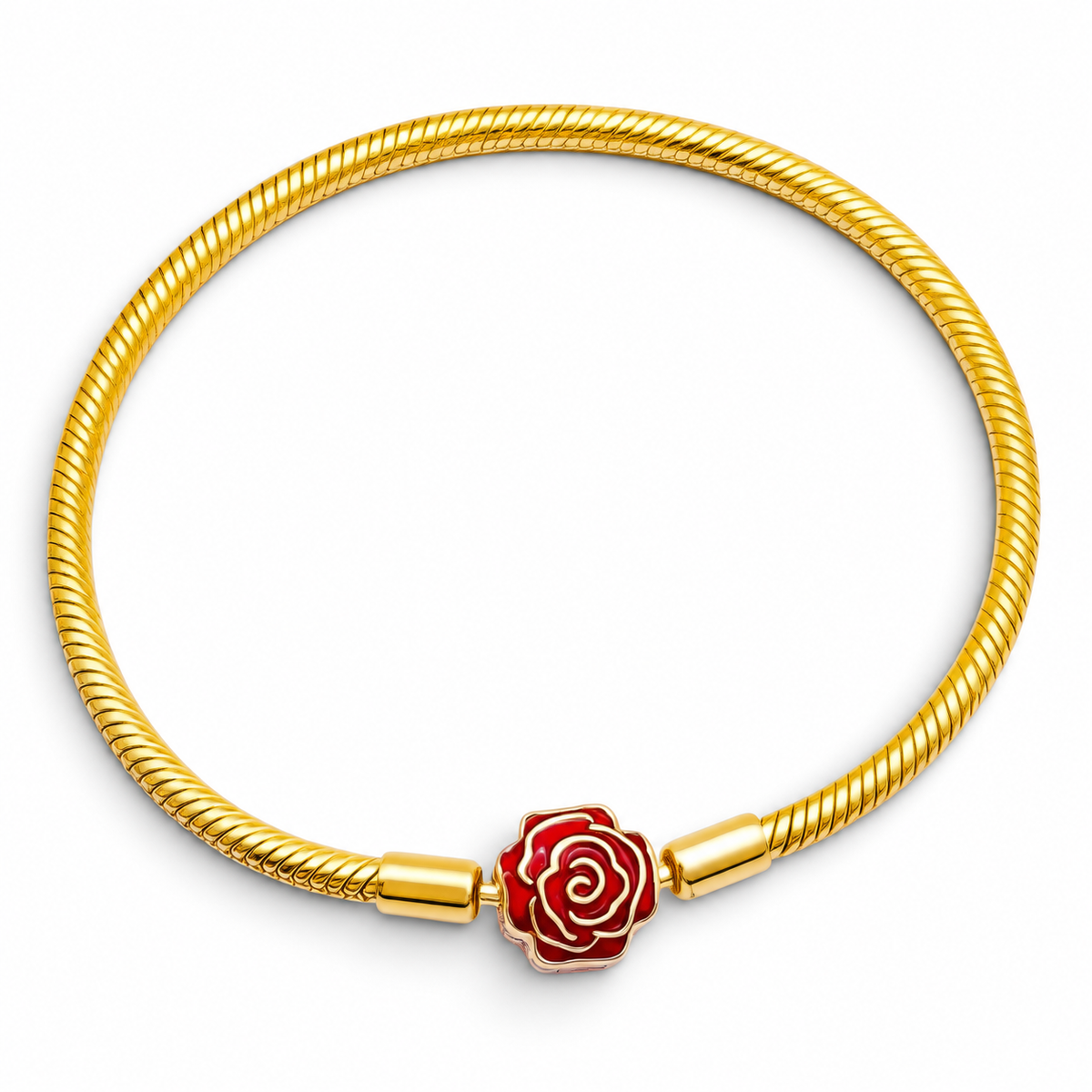 Pulsera Rosa Dorada Pan Plata Ley 925