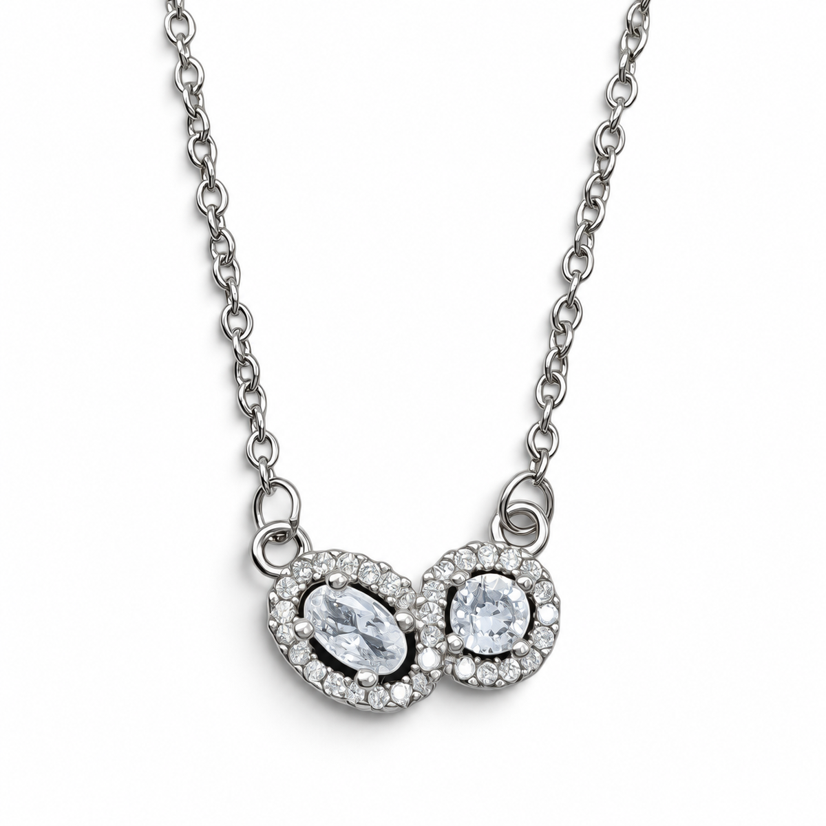 Collar 2 Zirconias Plata Ley 925