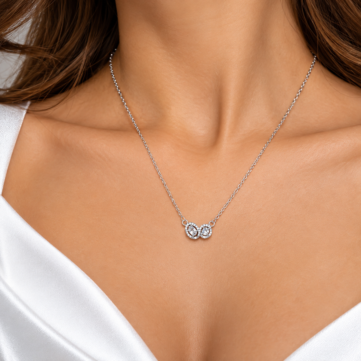 Collar 2 Zirconias Plata Ley 925
