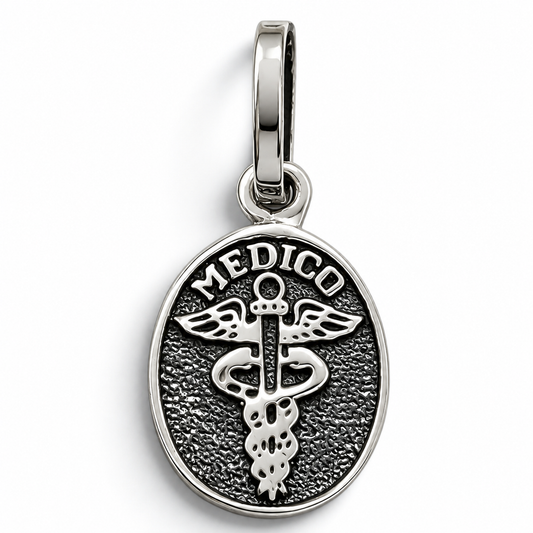 Dije Simbolo Medico Pavonado Plata Ley 925