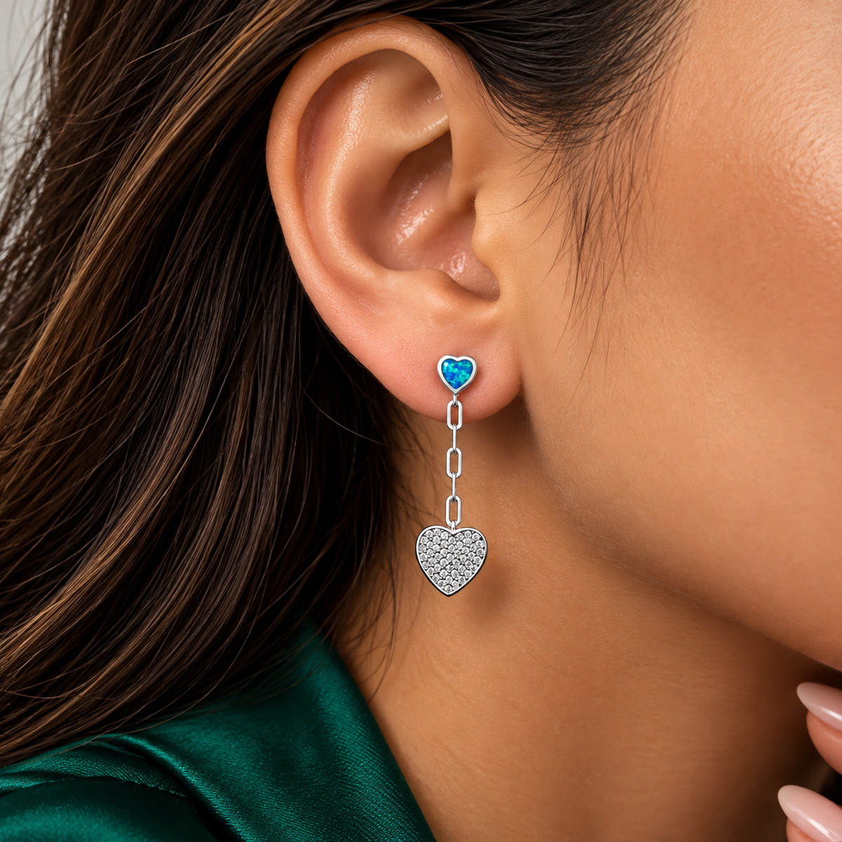 Arete Opalo Azul Plata Ley 925
