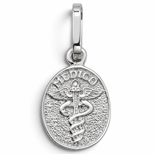Dije Simbolo Medico Blanco Plata Ley 925