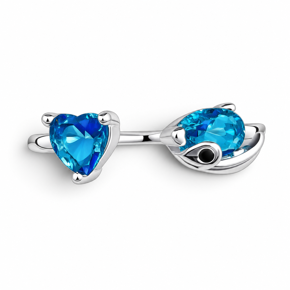 Anillo Ajustable Zirconia Azul Plata Ley 925