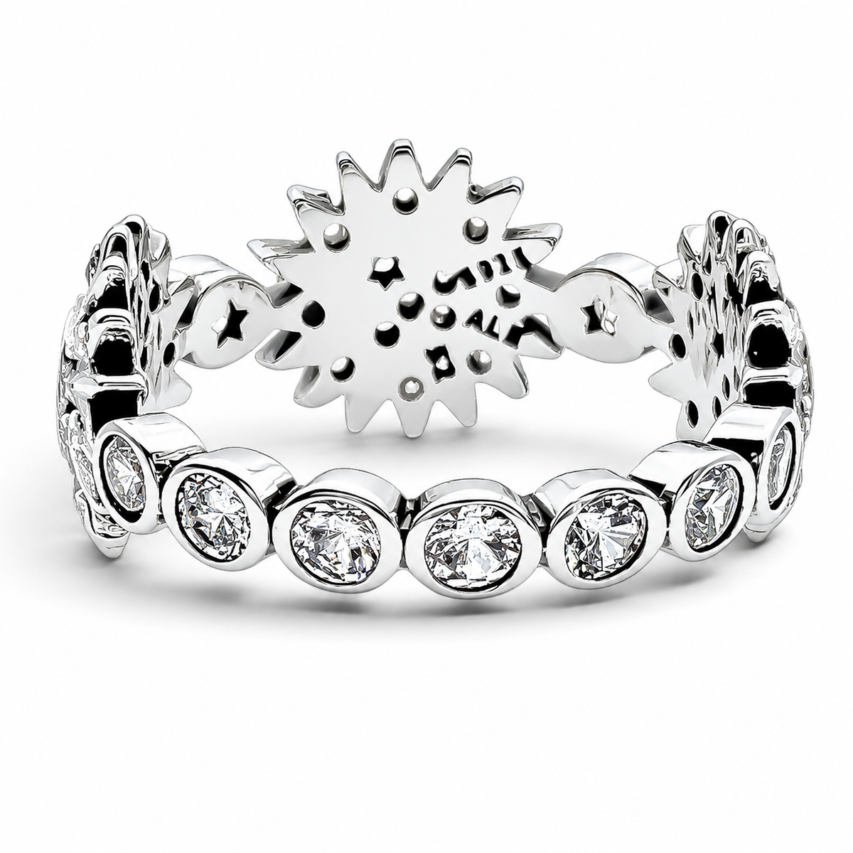 Anillo Girasoles Zirconia Pan Plata Ley 925