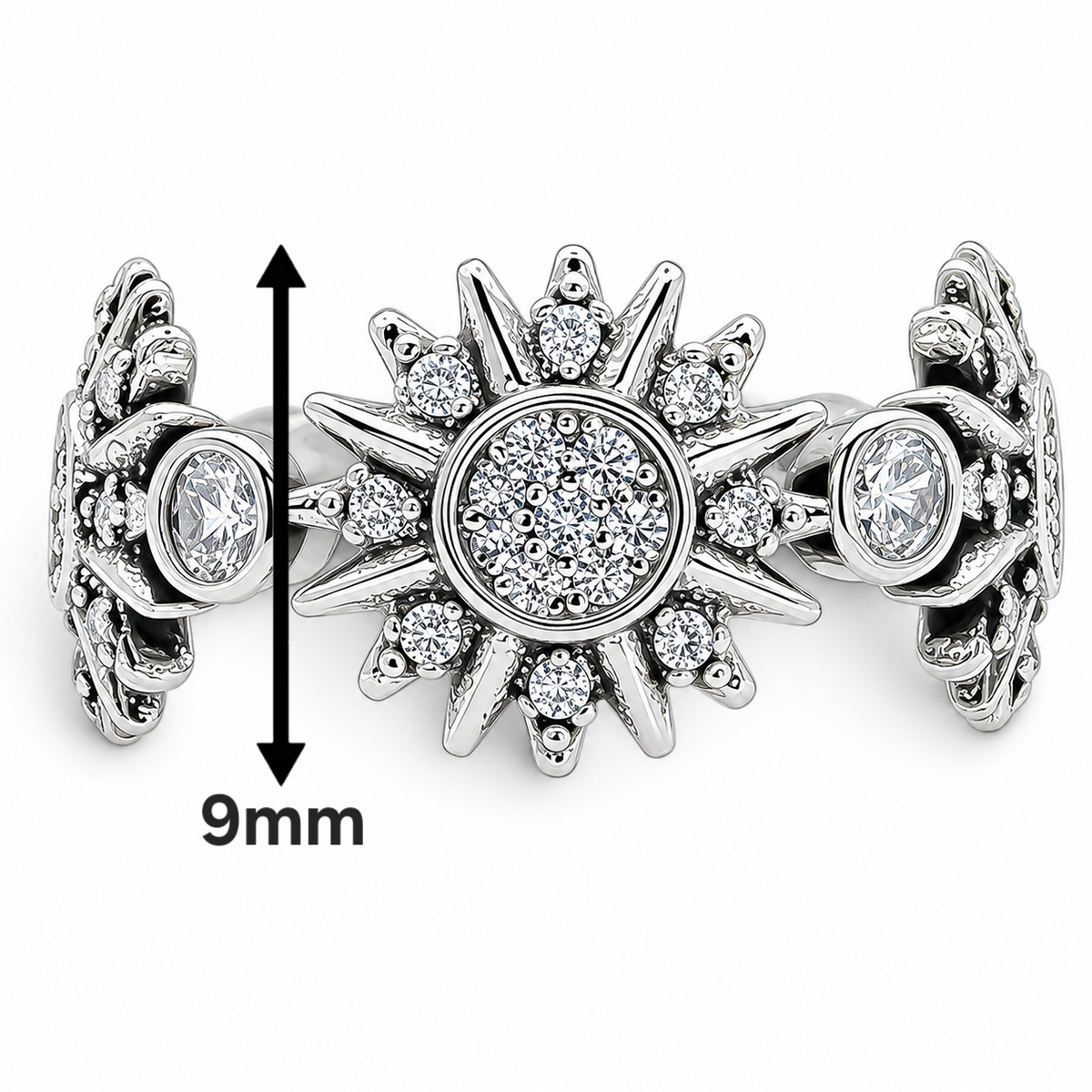 Anillo Girasoles Zirconia Pan Plata Ley 925