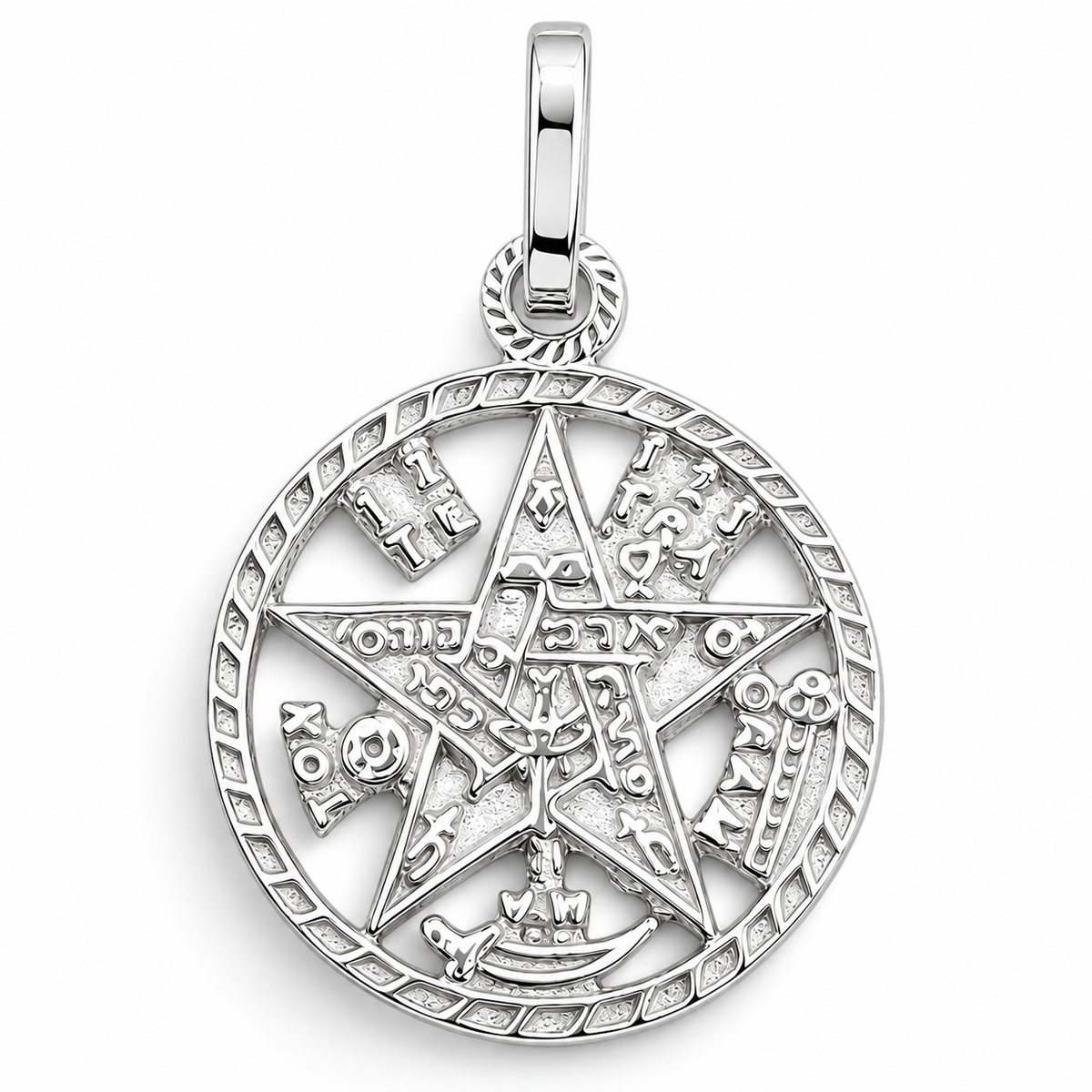 Dije Tetragramaton Blanco Mediano Plata Ley 925
