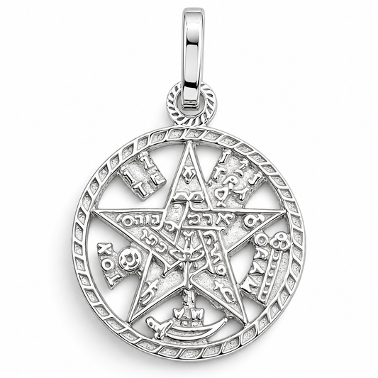 Dije Tetragramaton Blanco Mediano Plata Ley 925