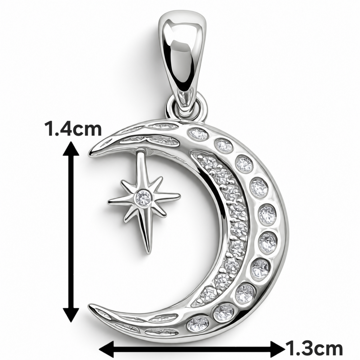 Dije Media Luna Zirconia Plata Ley 925