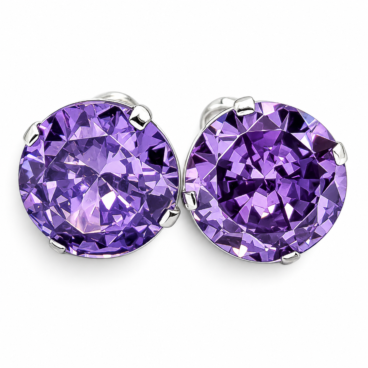 Broquel #7 Morado Plata Ley 925