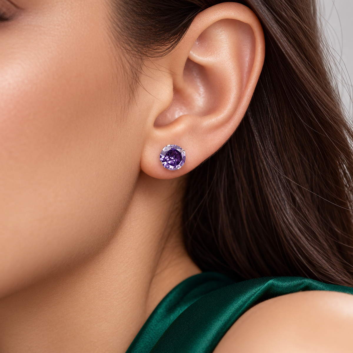 Broquel #7 Morado Plata Ley 925