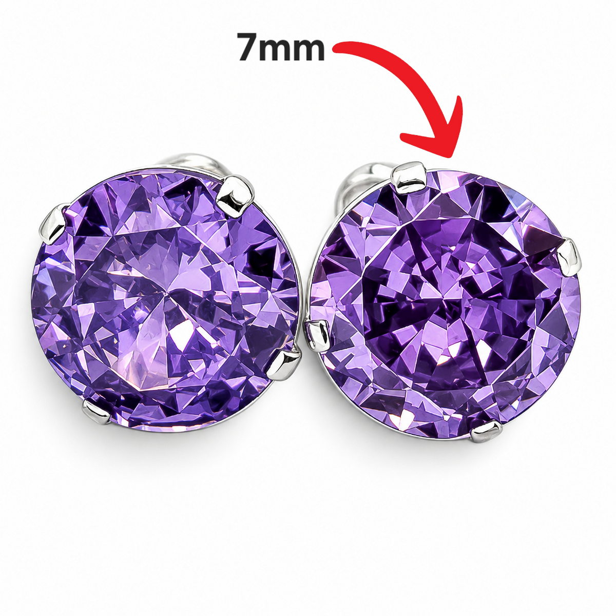 Broquel #7 Morado Plata Ley 925