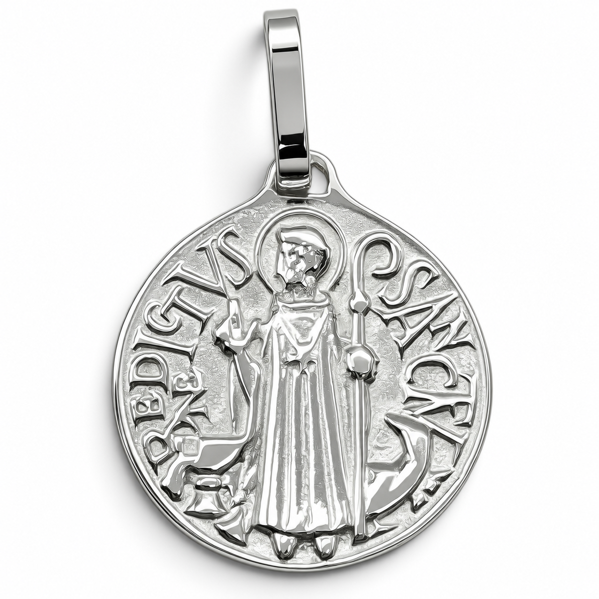 Dije San Benito Pesado Blanco Plata Ley 925