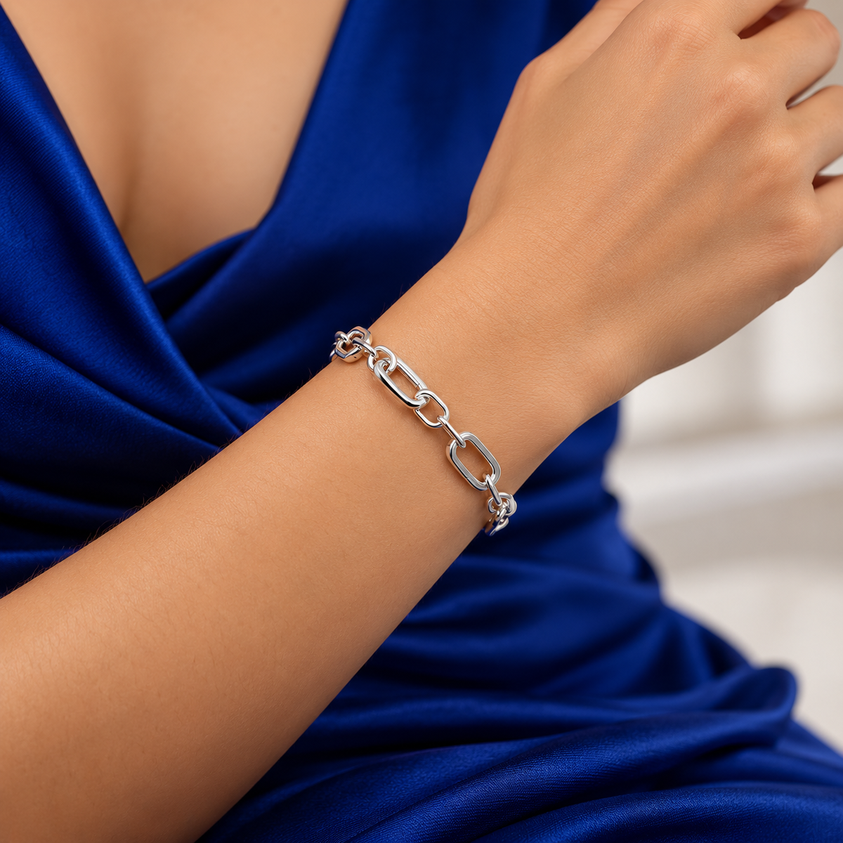 Pulsera Clip Pan 8mm Plata Ley 925