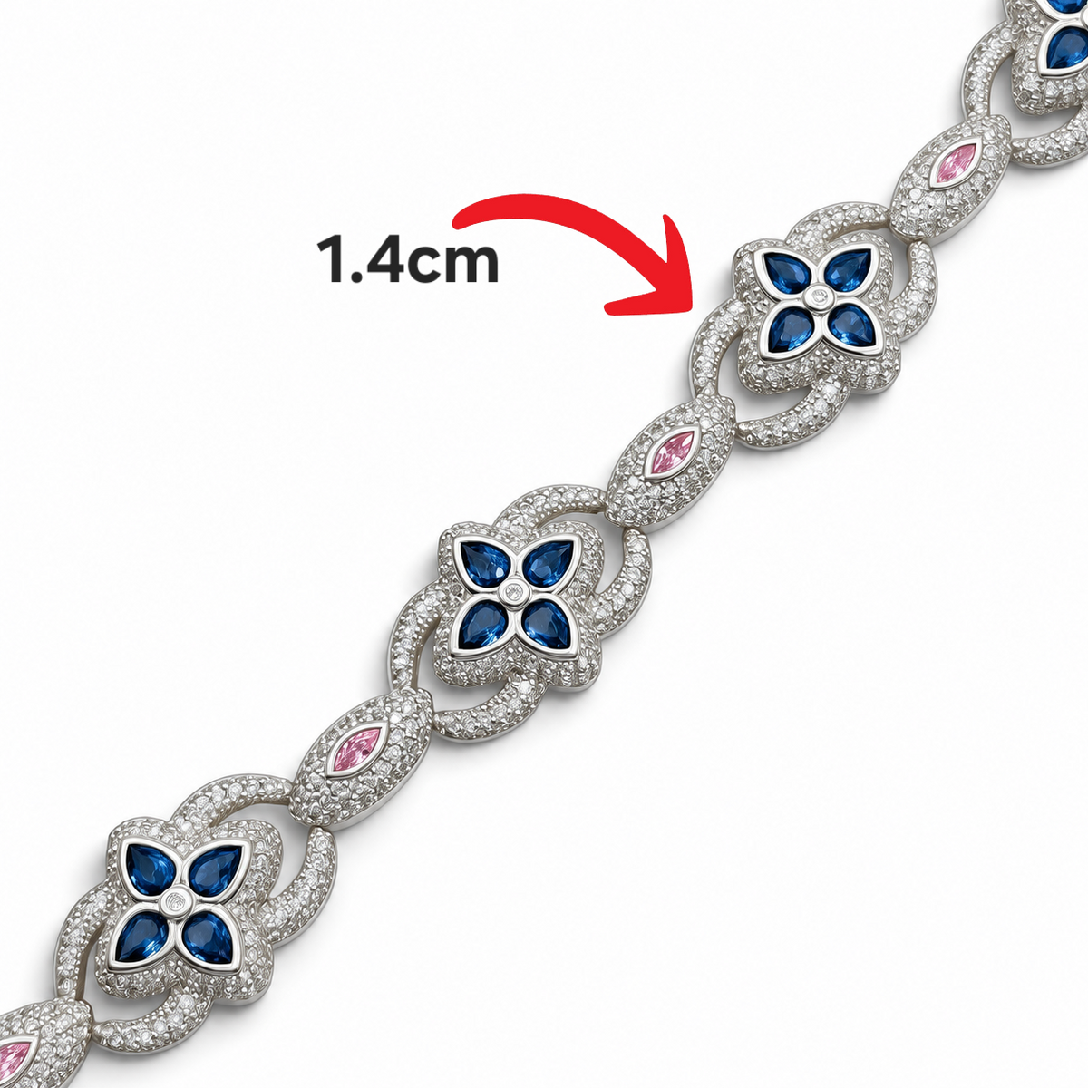 Pulso Zirconia 1.4cm Plata Ley 925