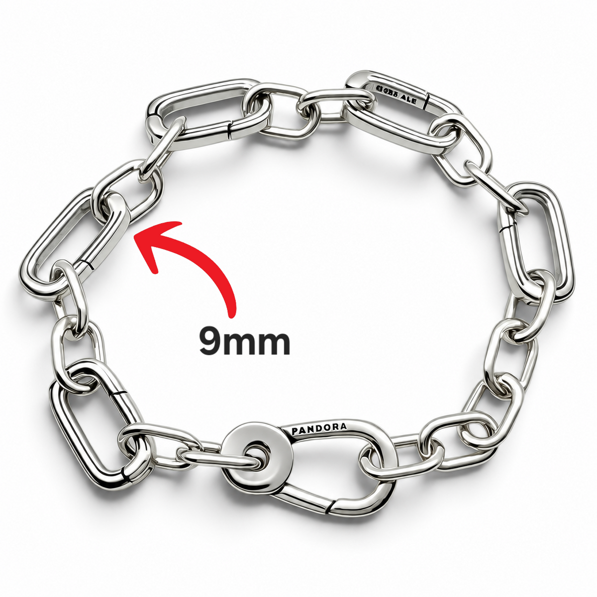 Pulsera Clip Pan 8mm Plata Ley 925