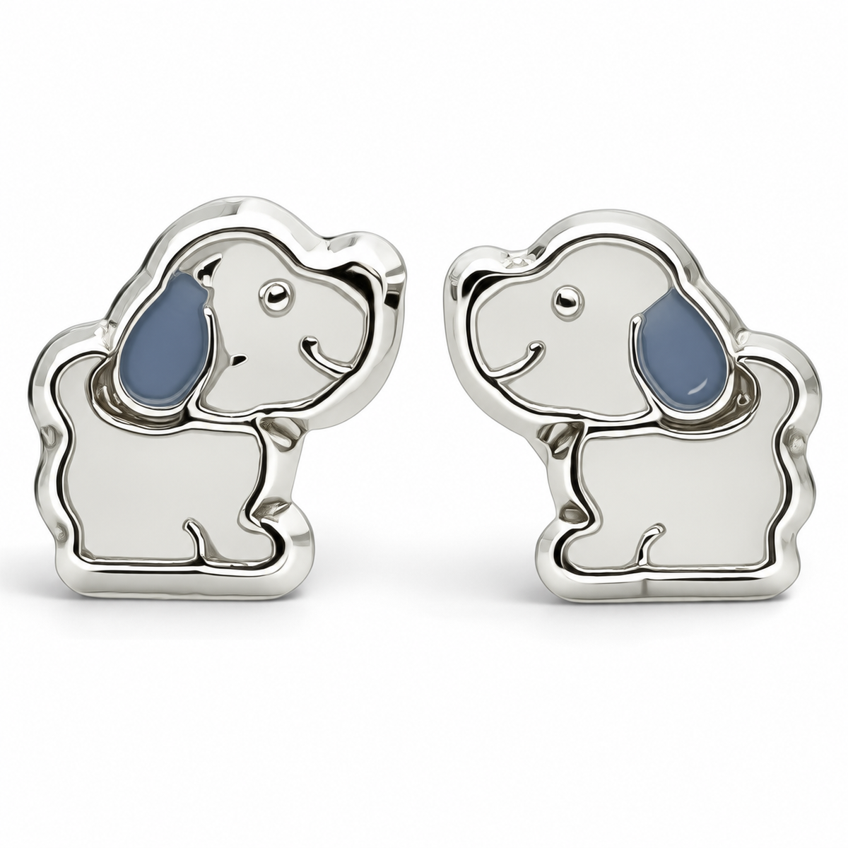 Broquel Perrito Blanco Plata Ley 925