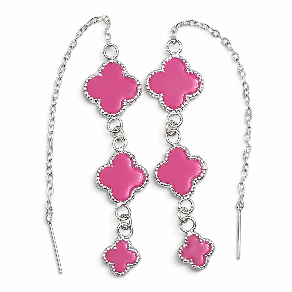 Arete Violador Trebol Rosa