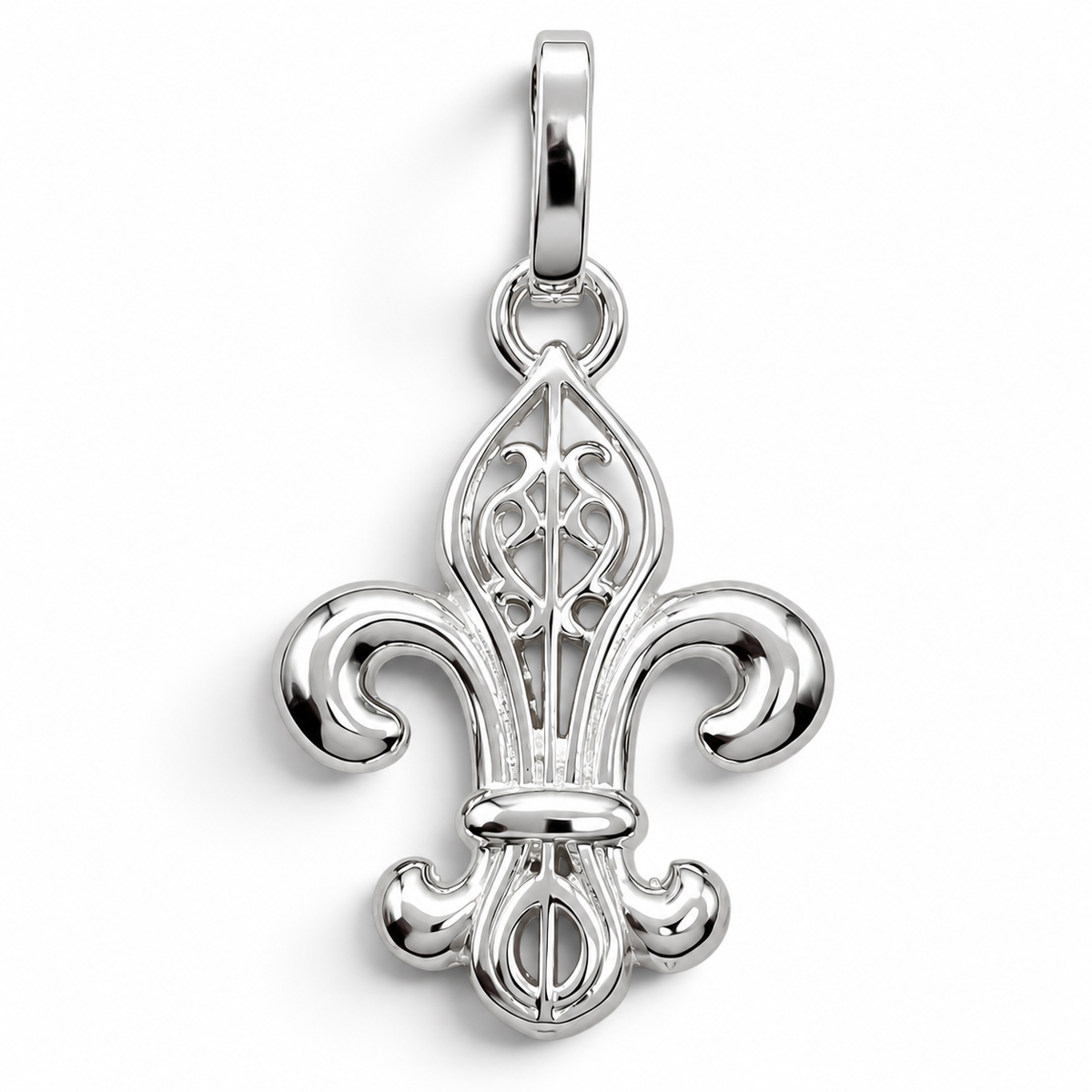 Dije Flor de Lis Blanco Plata Ley 925