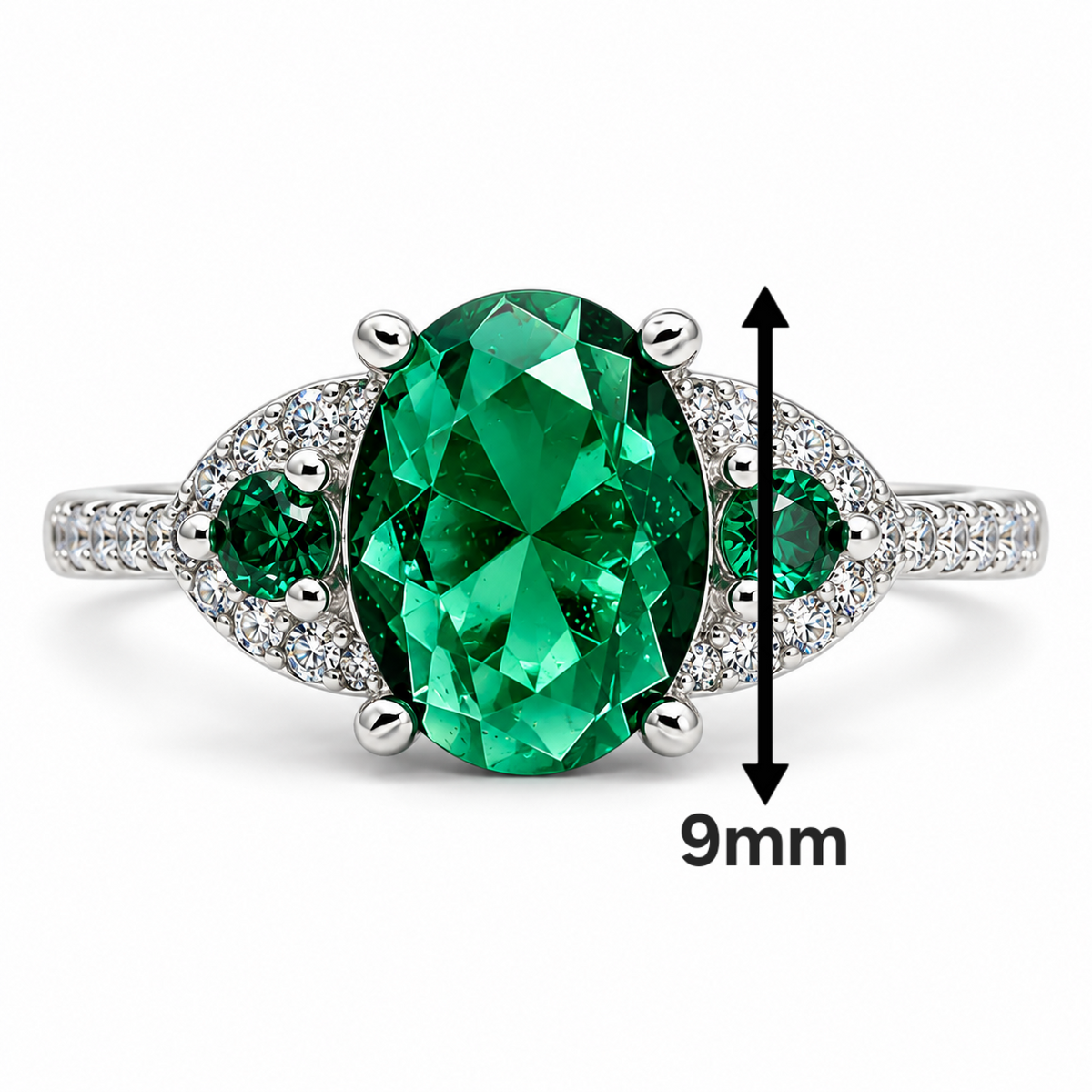 Anillo Zirconia Verde Plata Ley 925