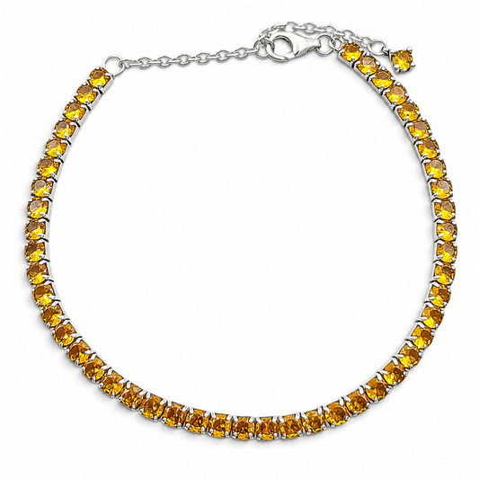 Pulsera Zirconia Amarilla Pan Plata Ley 925